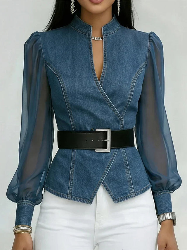 Séraphine™ — Blouse élégante cintrée avec ceinture raffinée