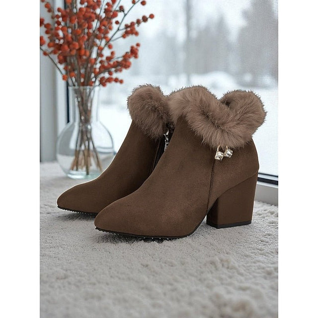 Jade™ — Bottines à talon bloc et col peluche