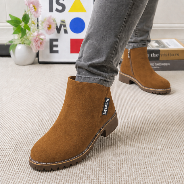 Rolande™ — Bottines effet daim fourrées à petit talon