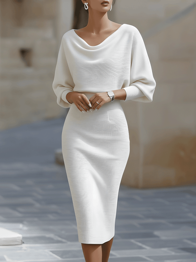 Clarisse™ — Robe midi drapée élégante intemporelle