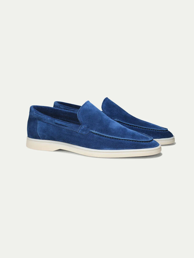 Mocassins en daim ultramarine avec design sans lacets pour hommes