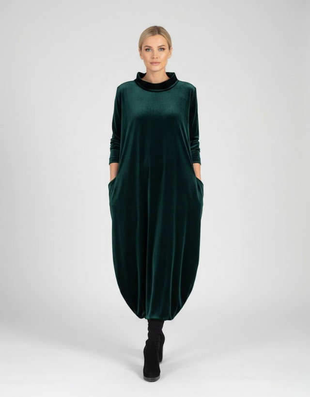 Françoise™ - Robe douce à col montant avec poches – Élégance confortable