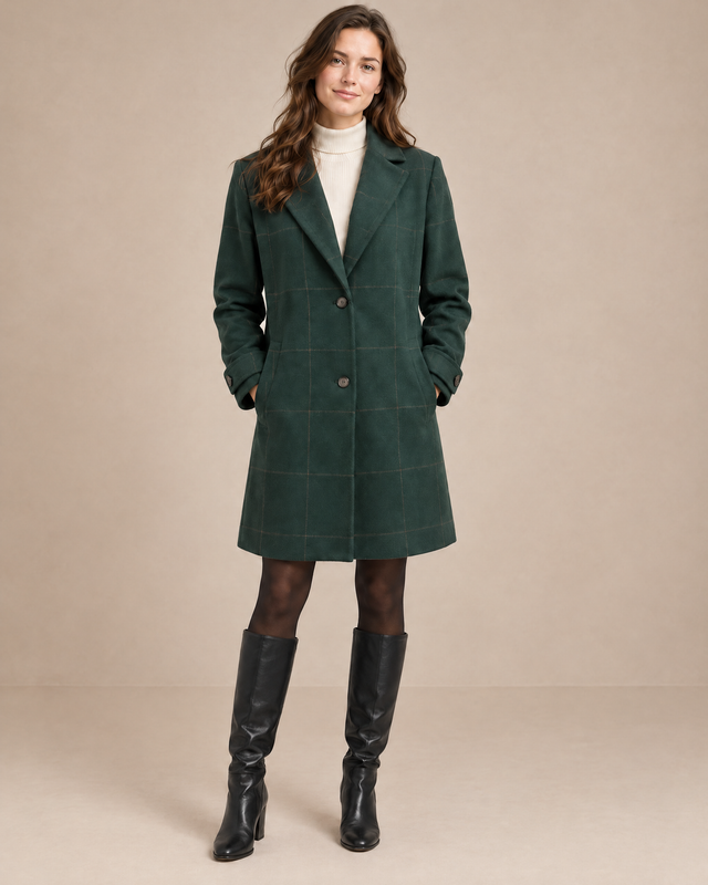 Félicie™ — Manteau d’hiver cintré à carreaux