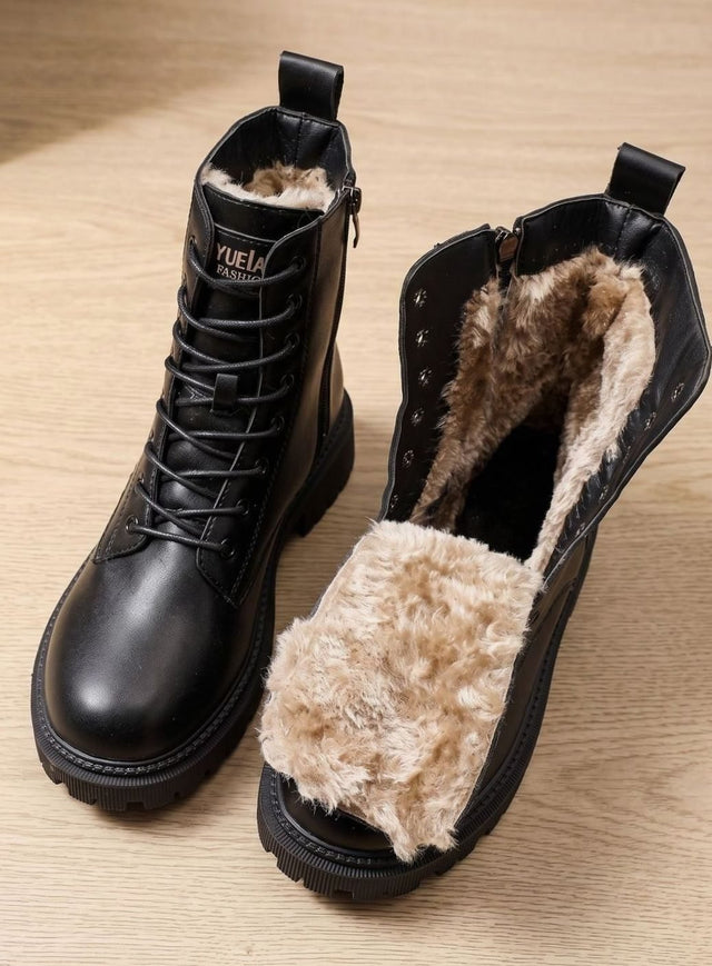 Maïwenn™ — Bottines lacées fourrées effet cuir