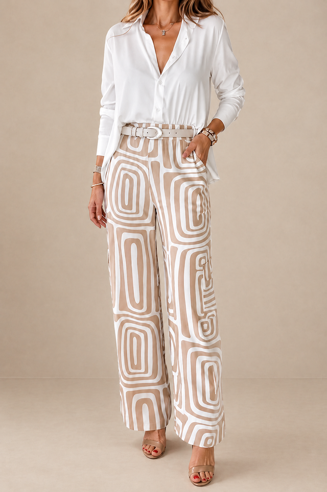 Germaine | Ensemble Chemise et Pantalon Large Imprimé