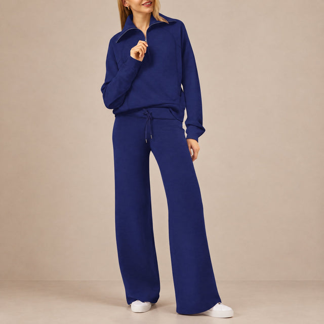 Karine | Ensemble Jogging Sweat Demi-Zip et Pantalon Large