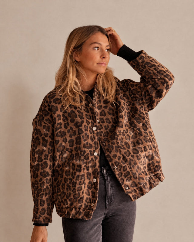 Domitille™ — Blouson bomber imprimé léopard