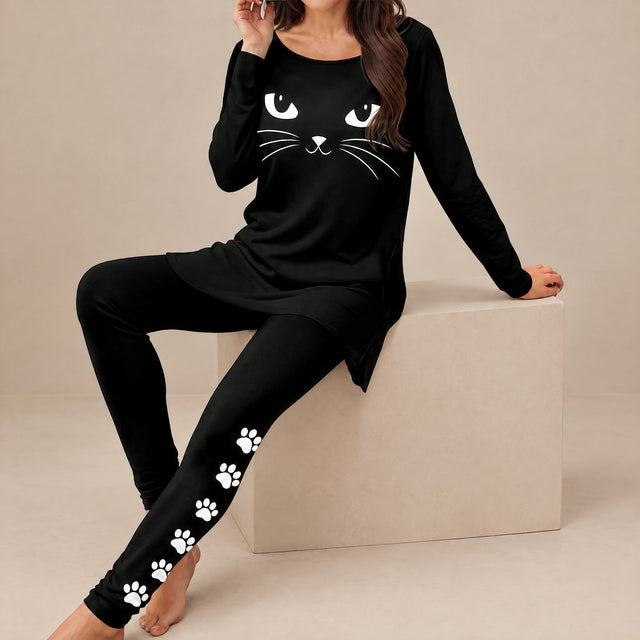 Nolwenn | Ensemble d'Intérieur Deux Pièces Motif Chat