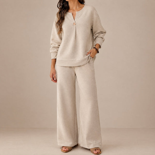 Sabine | Ensemble Détente Haut Manches Longues et Pantalon Large
