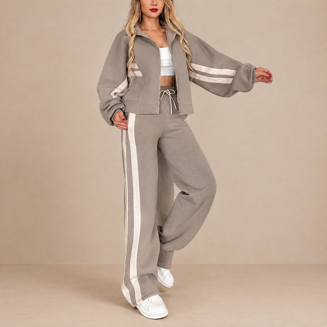 Nadine | Ensemble Jogging Veste Courte et Pantalon Large