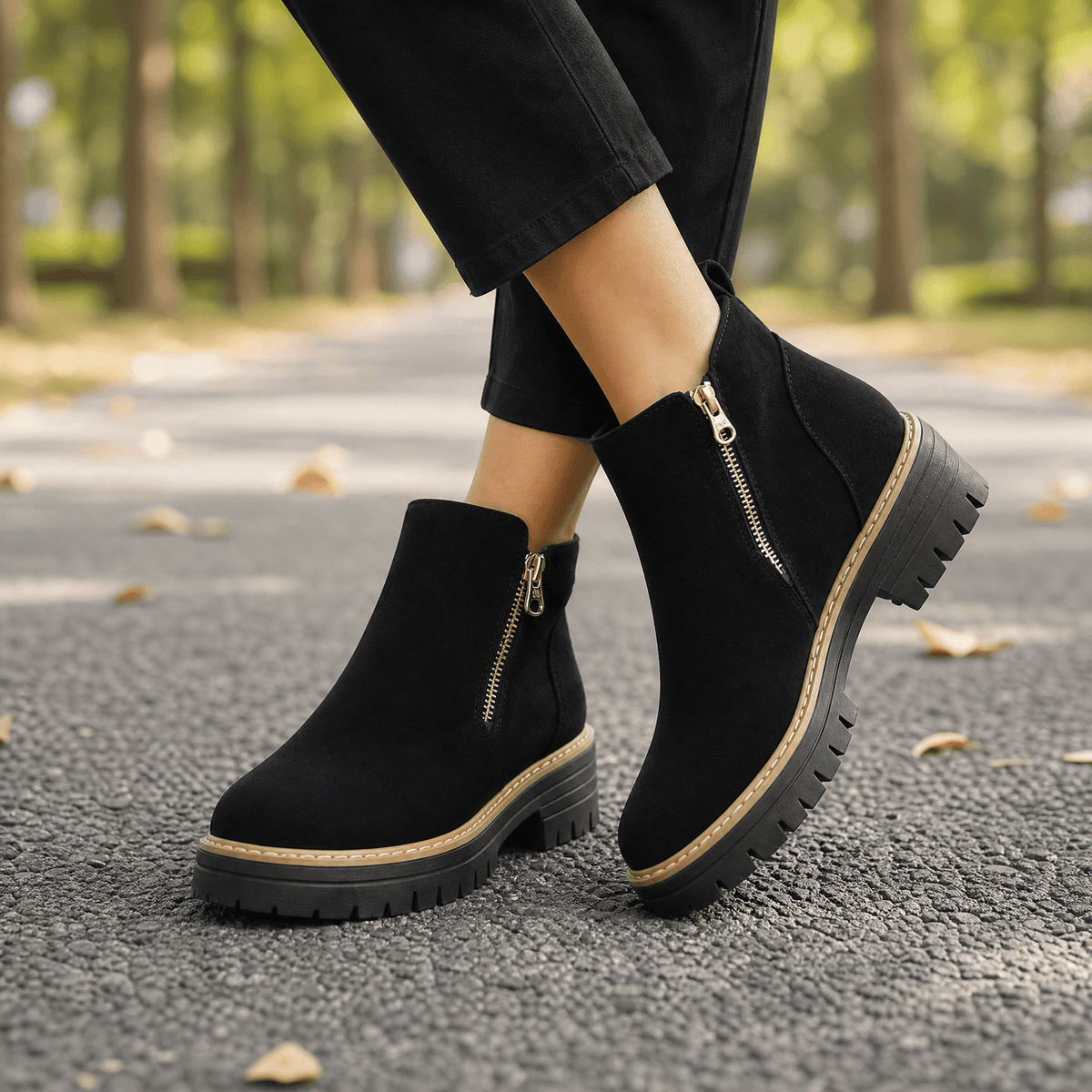 Noëlie™ — Bottines effet daim à talon bloc