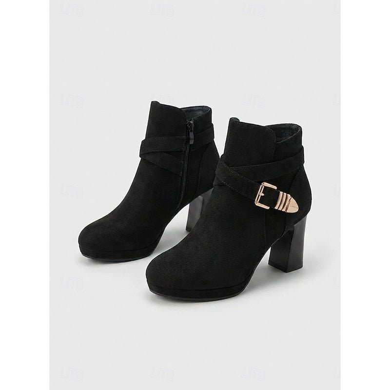 Salomé™ — Bottines effet daim à talon bloc et boucle