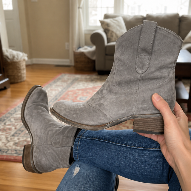 Clélia™ — Bottines western effet daim à talon bloc