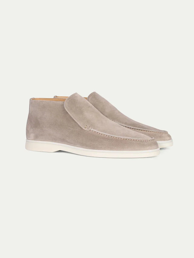 Mocassins de ville en suède gris clair pour homme