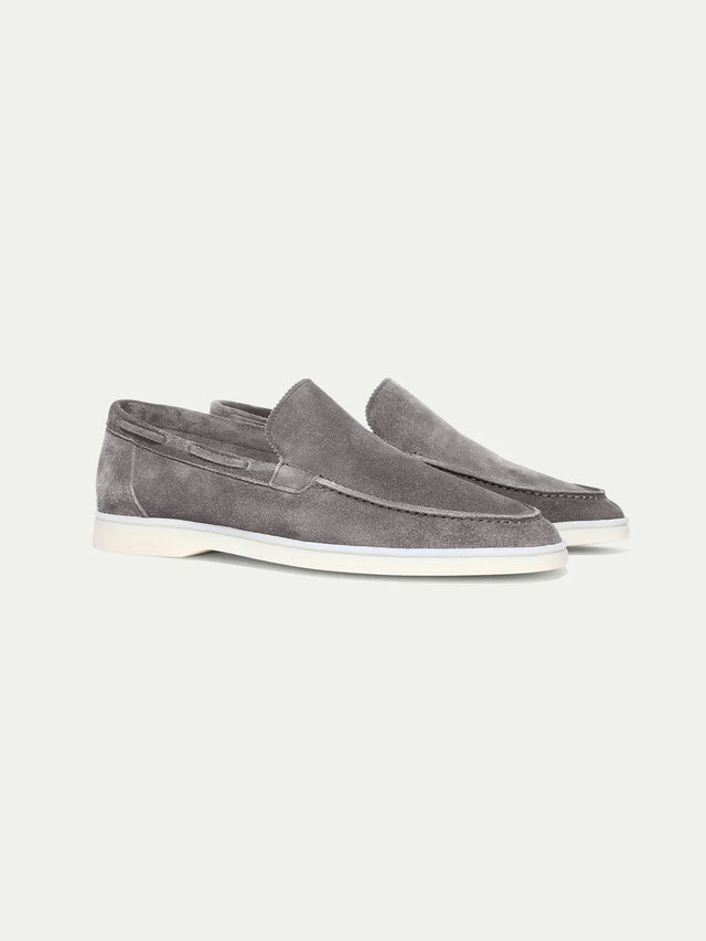 Mocassins de yacht en daim gris, légers et sans lacets pour hommes