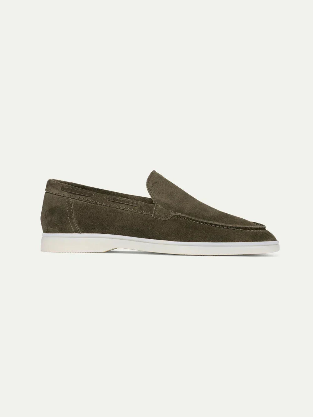 Mocassins en daim vert olive avec design à enfiler pour homme