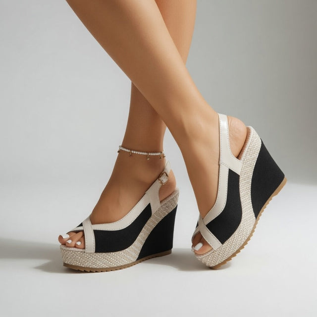 Ondeline™ — Sandale compensée bicolore esprit estival