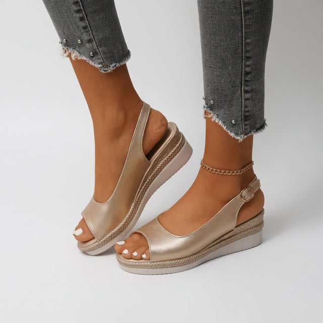 Cyrielle™ — Sandale compensée espadrille chic allure estivale