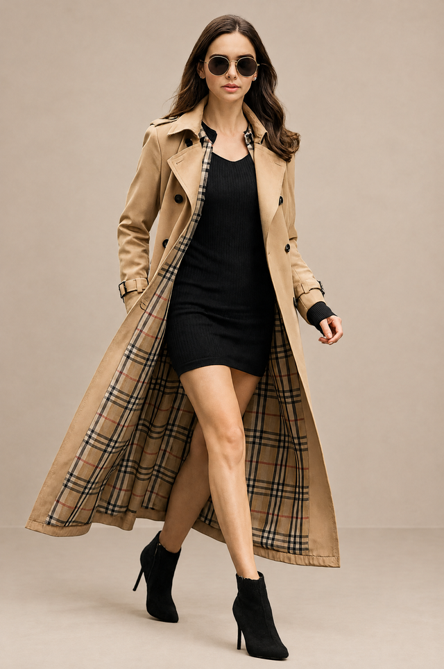 Astrid™ — Manteau long croisé à doublure imprimée