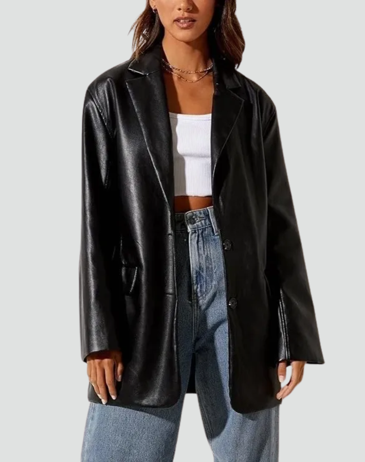 Jacinthe™ — Blazer effet cuir à boutons