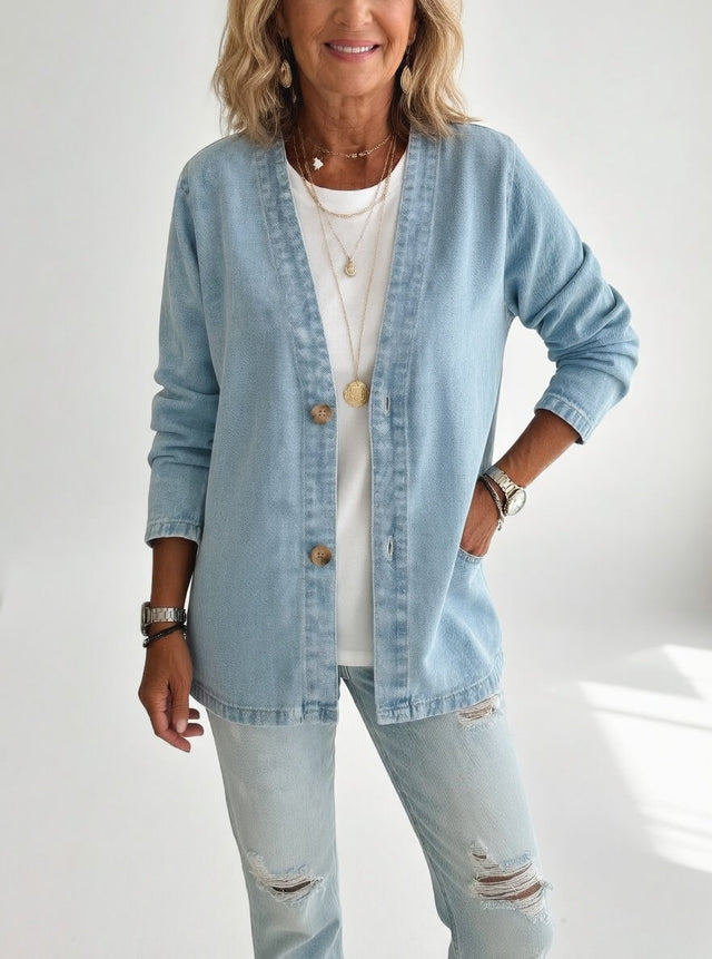 Claironne™ — Veste denim élégante décontractée intemporelle