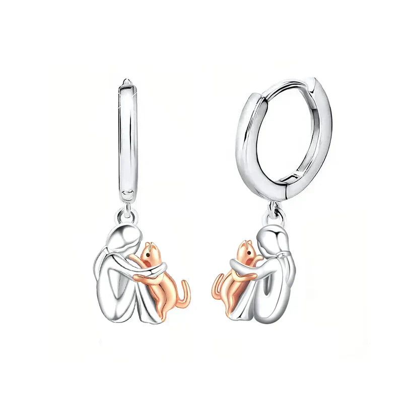 Lily™ – Boucles d’oreilles icône du chat (fermeture ronde)
