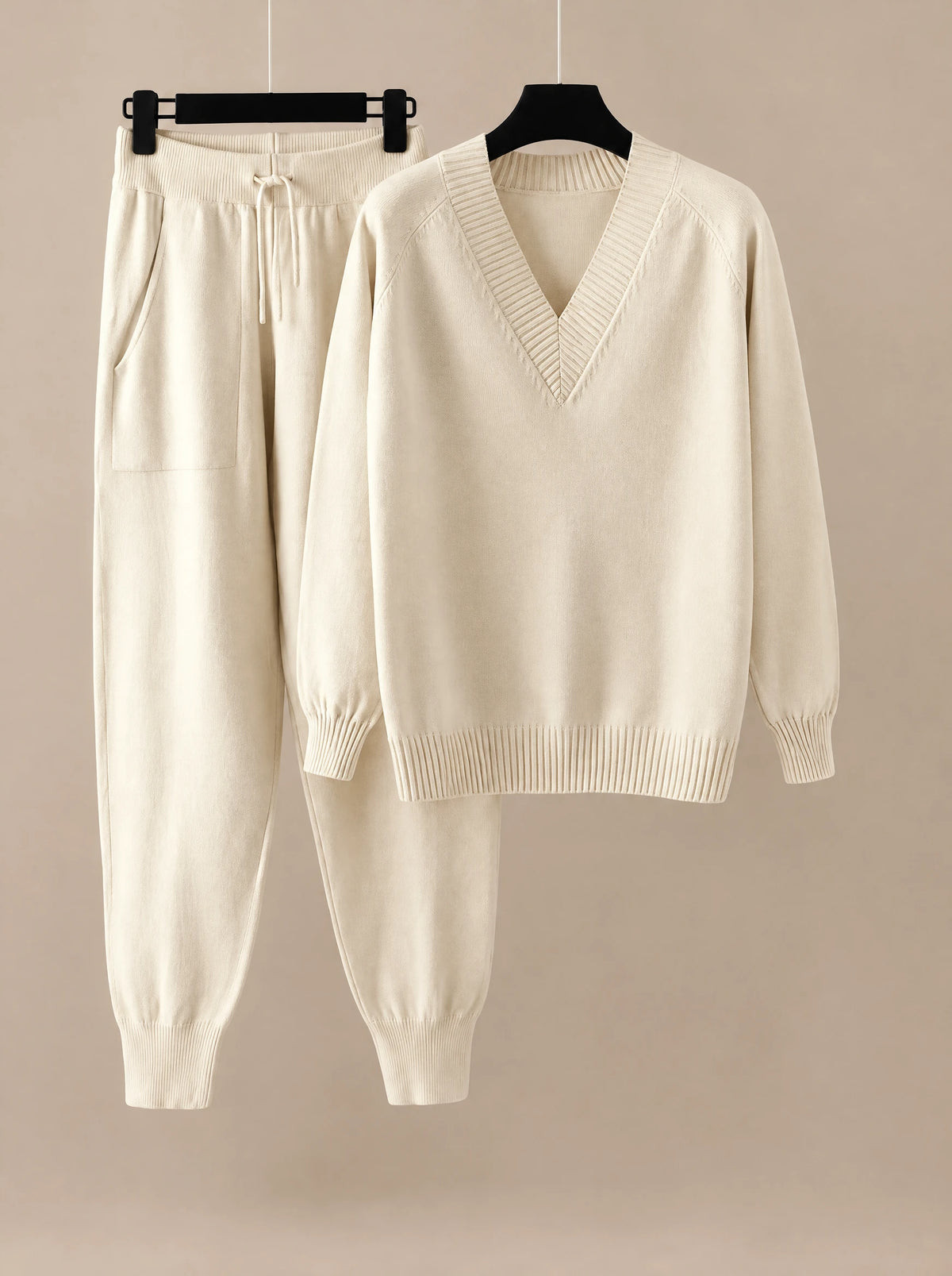 Albane | Ensemble en Maille Pull Col V et Jogging