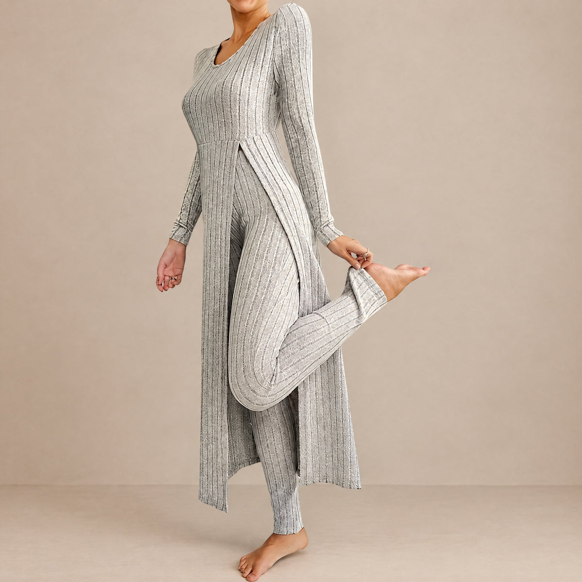 Bernadette | Ensemble d'Intérieur Côtelé Tunique et Legging