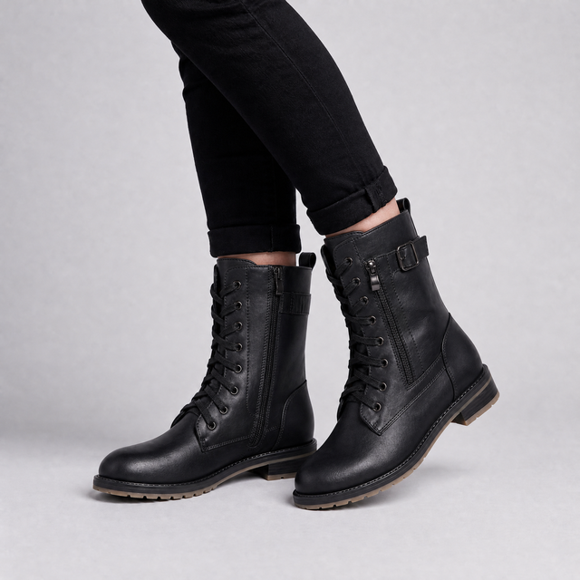 Ombeline™ — Bottes lacées à boucles et talon bloc