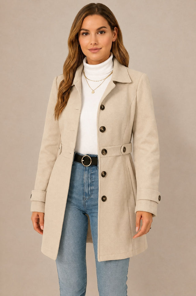 Inès™ — Trench mi-saison croisé ceinturé
