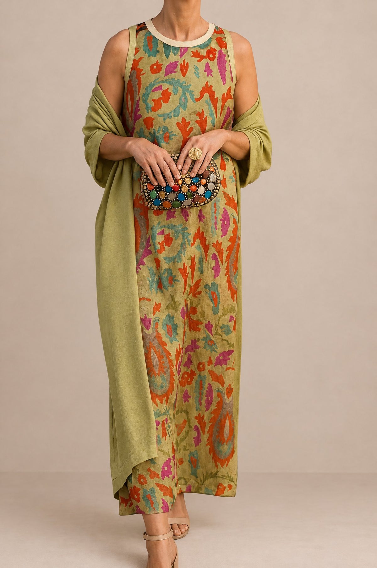 Sidonie | Ensemble Robe Longue sans Manches et Cape