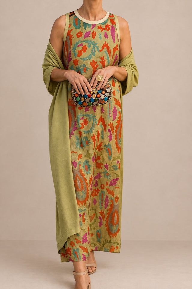 Sidonie | Ensemble Robe Longue sans Manches et Cape