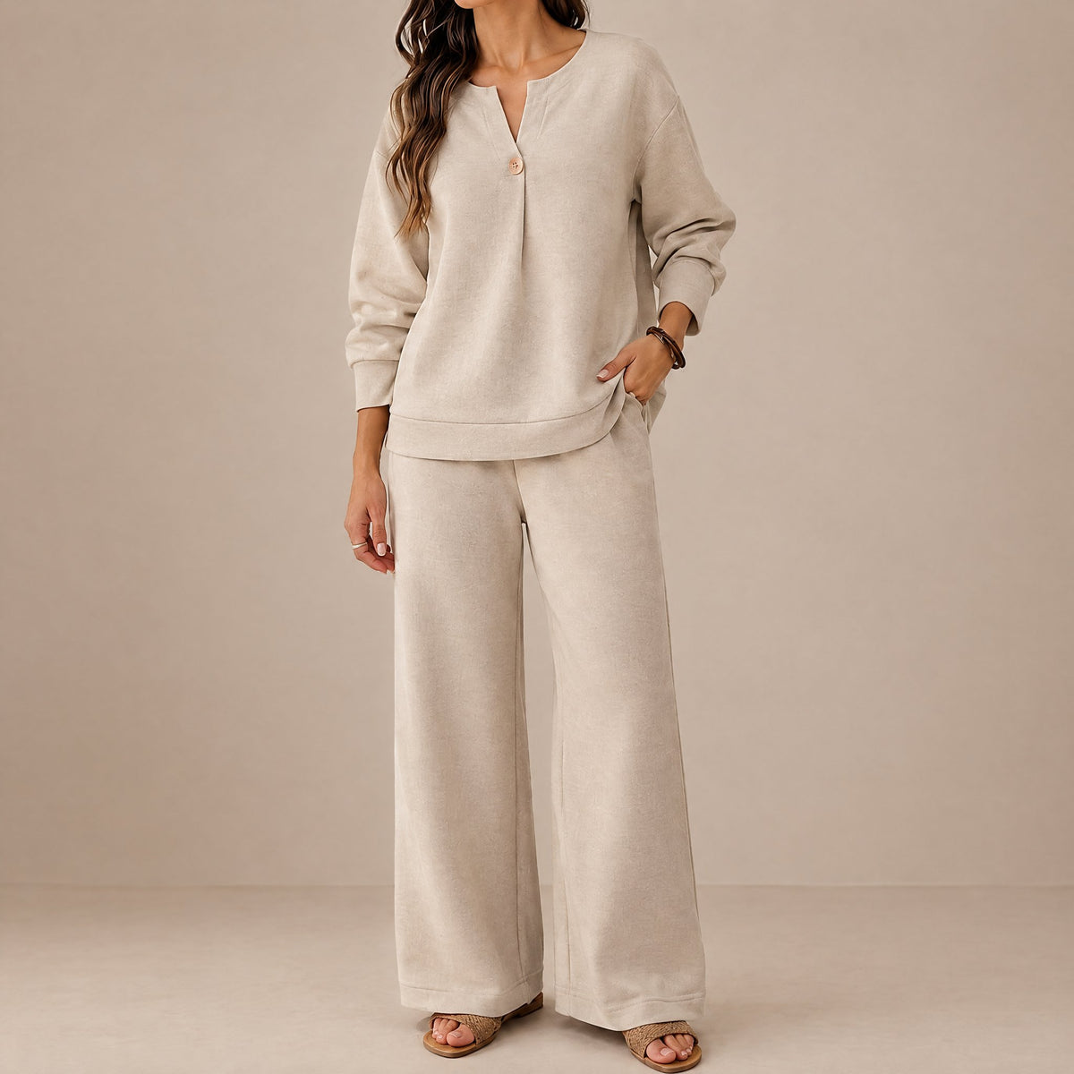 Sabine | Ensemble Détente Haut Manches Longues et Pantalon Large