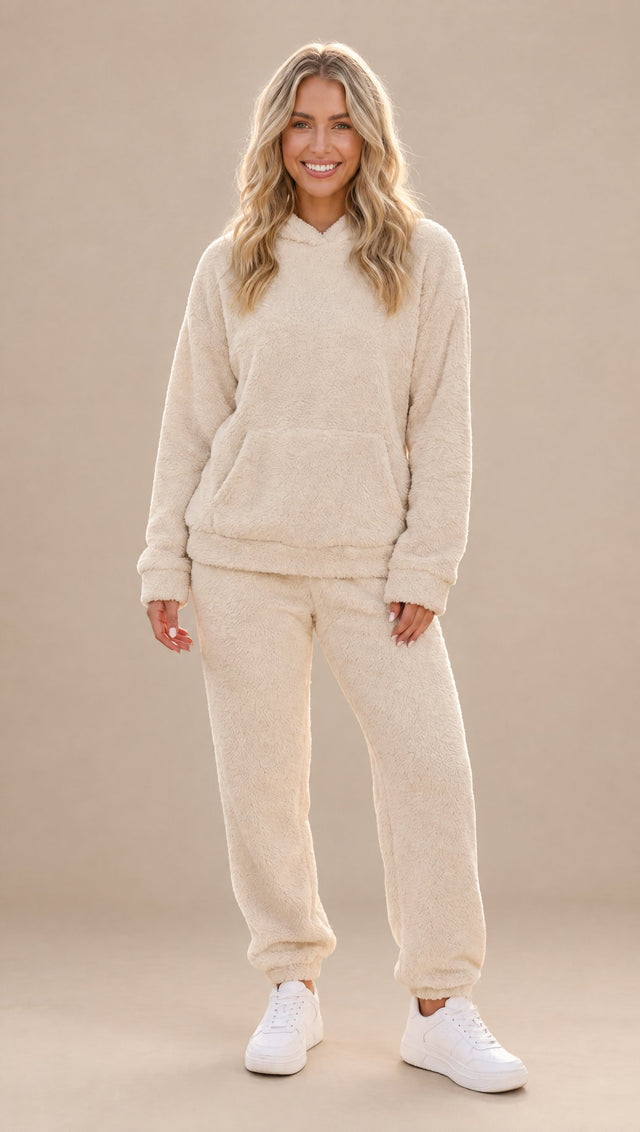 Eugénie | Ensemble d'Intérieur Polaire à Capuche et Pantalon Large
